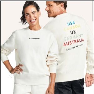 Peloton - together we go far crewneck pullover - men’s large - beige/cream